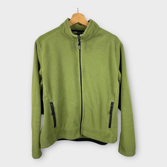 Eddie Bauer Womens size XL Fleece Zip Up Jacket Polartec Wind Pro Green - Picture 1 of 9
